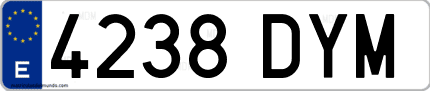 Ejemplo de matrícula de coche ordinaria 4238 DYM