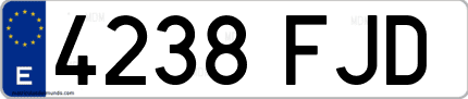 Ejemplo de matrícula de coche ordinaria 4238 FJD