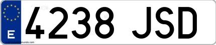 Ejemplo de matrícula española 4238 JSD