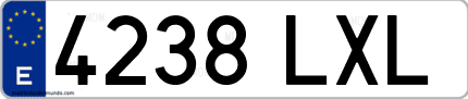 Ejemplo de matrícula de coche ordinaria 4238 LXL