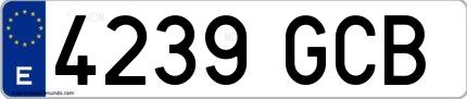 Ejemplo de matrícula española 4239 GCB