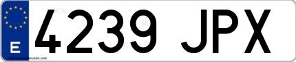 Ejemplo de matrícula española 4239 JPX