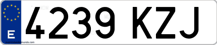 Ejemplo de matrícula de coche ordinaria 4239 KZJ