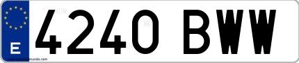 Ejemplo de matrícula española 4240 BWW