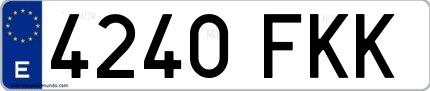 Ejemplo de matrícula española 4240 FKK