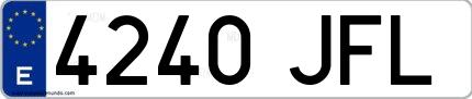 Ejemplo de matrícula española 4240 JFL