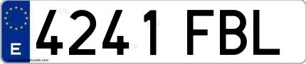 Ejemplo de matrícula española 4241 FBL