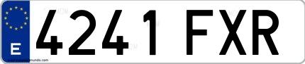 Ejemplo de matrícula española 4241 FXR