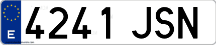 Ejemplo de matrícula de coche ordinaria 4241 JSN