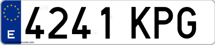 Ejemplo de matrícula de coche ordinaria 4241 KPG
