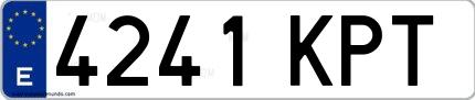 Ejemplo de matrícula de coche ordinaria 4241 KPT