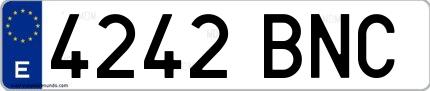 Ejemplo de matrícula española 4242 BNC