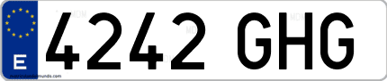 Ejemplo de matrícula de coche ordinaria 4242 GHG