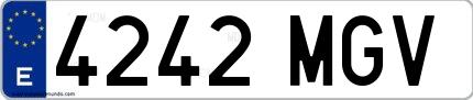 Ejemplo de matrícula española 4242 MGV