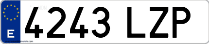 Ejemplo de matrícula de coche ordinaria 4243 LZP