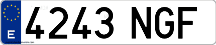Ejemplo de matrícula de coche ordinaria 4243 NGF