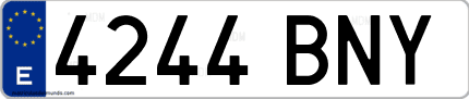 Ejemplo de matrícula de coche ordinaria 4244 BNY
