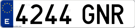 Ejemplo de matrícula de coche ordinaria 4244 GNR