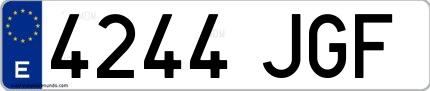 Ejemplo de matrícula española 4244 JGF