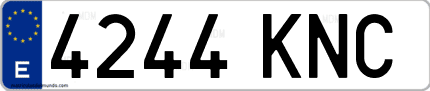Ejemplo de matrícula de coche ordinaria 4244 KNC
