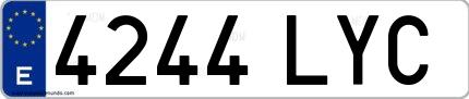 Ejemplo de matrícula española 4244 LYC