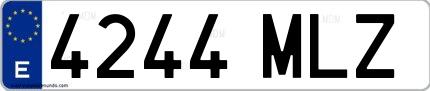 Ejemplo de matrícula española 4244 MLZ