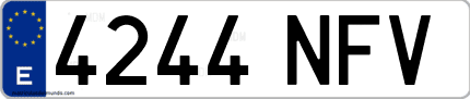 Ejemplo de matrícula de coche ordinaria 4244 NFV