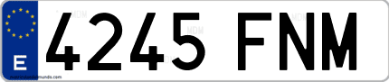 Ejemplo de matrícula de coche ordinaria 4245 FNM