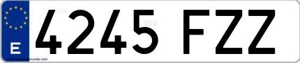 Ejemplo de matrícula española 4245 FZZ