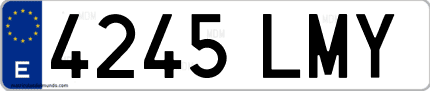 Ejemplo de matrícula de coche ordinaria 4245 LMY