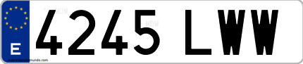 Ejemplo de matrícula de coche ordinaria 4245 LWW