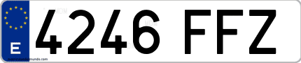 Ejemplo de matrícula de coche ordinaria 4246 FFZ