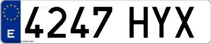 Ejemplo de matrícula española 4247 HYX