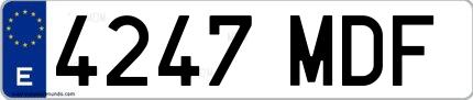 Ejemplo de matrícula española 4247 MDF