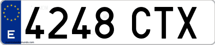 Ejemplo de matrícula de coche ordinaria 4248 CTX