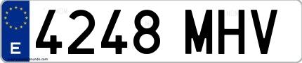 Ejemplo de matrícula española 4248 MHV