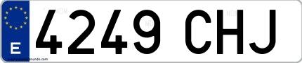 Ejemplo de matrícula española 4249 CHJ