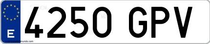 Ejemplo de matrícula española 4250 GPV