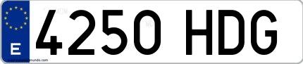 Ejemplo de matrícula española 4250 HDG