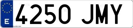 Ejemplo de matrícula española 4250 JMY