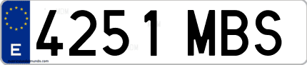 Ejemplo de matrícula de coche ordinaria 4251 MBS