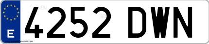 Ejemplo de matrícula española 4252 DWN