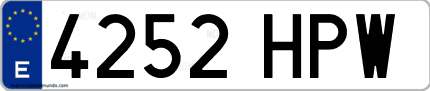 Ejemplo de matrícula de coche ordinaria 4252 HPW
