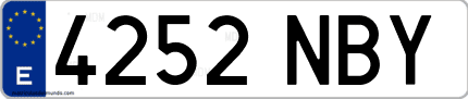 Ejemplo de matrícula de coche ordinaria 4252 NBY