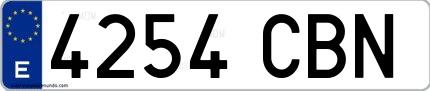 Ejemplo de matrícula española 4254 CBN