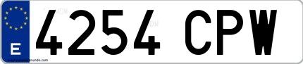 Ejemplo de matrícula española 4254 CPW