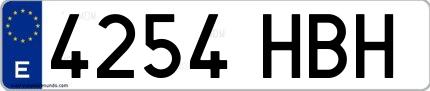 Ejemplo de matrícula española 4254 HBH
