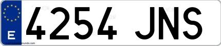 Ejemplo de matrícula española 4254 JNS