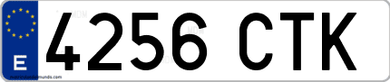 Ejemplo de matrícula de coche ordinaria 4256 CTK