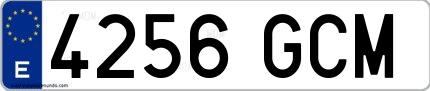 Ejemplo de matrícula española 4256 GCM